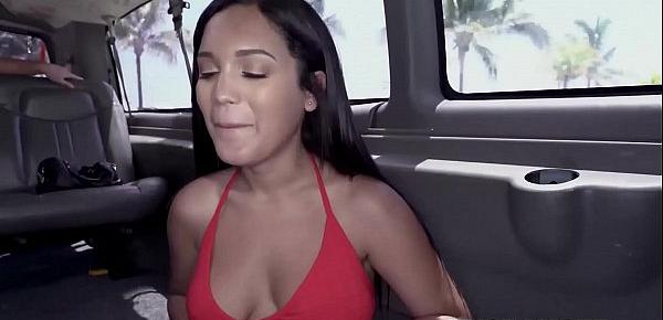  Young Latina with natural tits Alina Belle fucking in a car